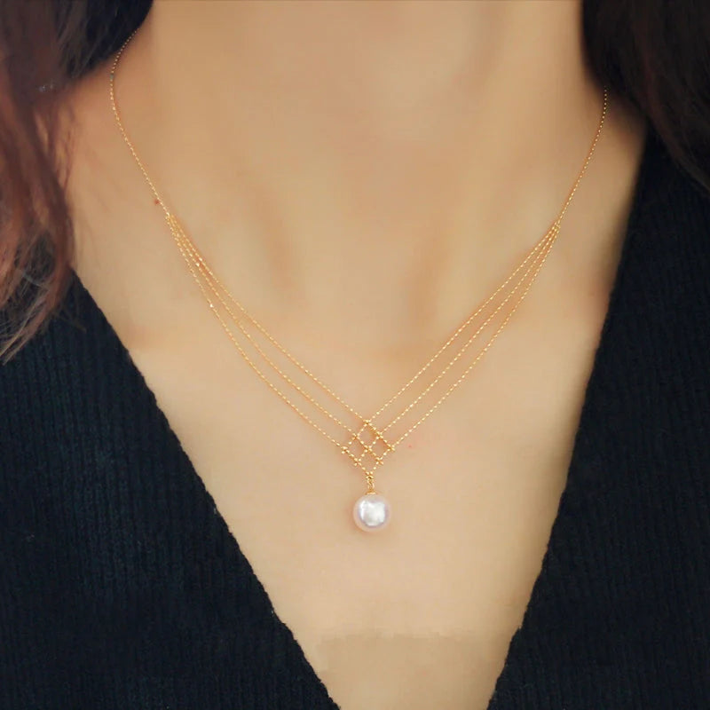 Collar Encaje con Perla Japonesa
