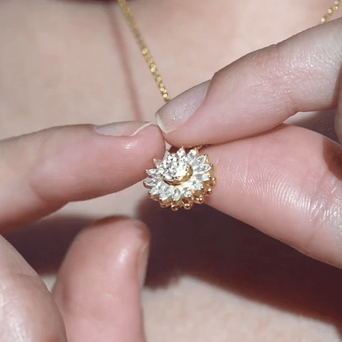 Collar + Anillo Girasol Giratorio